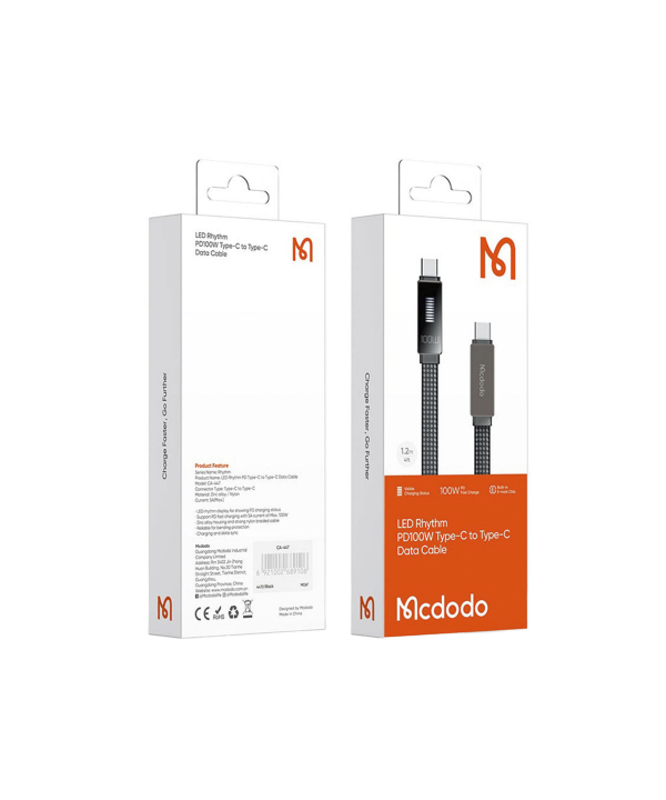کابل سوپر فست شارژ تایپ سی به تایپ سی 100 وات 1.2 متر مک دودو Mcdodo PD 100W Led Rhythm CA-447