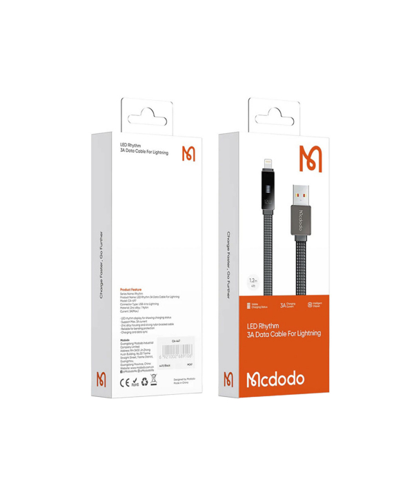 کابل شارژ لایتنینگ 3 آمپر 1.2 متری مک دودو Mcdodo LED Rhythm Data Cable CA-497