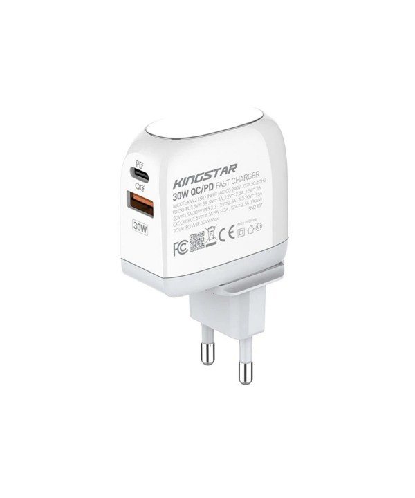 شارژر دیواری 30 وات کینگ استار مدل KW215 PD به همراه کابل USB-C