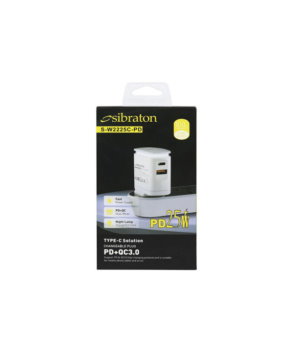 شارژر دیواری 25 وات سیبراتون مدل SW2225C PD به همراه کابل USB-C