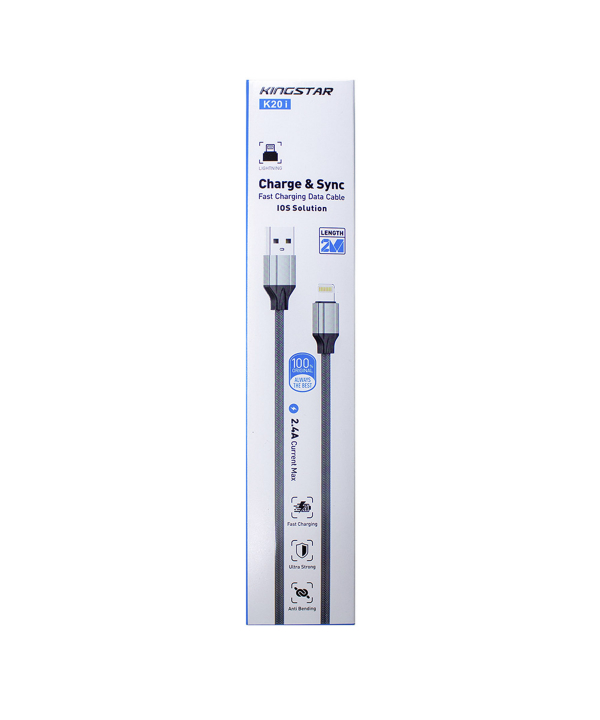 کابل تبدیل USB به لایتنینگ کینگ استار مدل K20 طول 2 متر