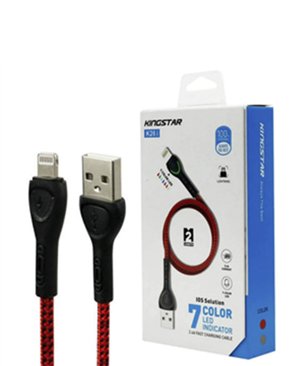 کابل تبدیل USB به لایتنینگ کینگ استار مدل K26 طول 2 متر