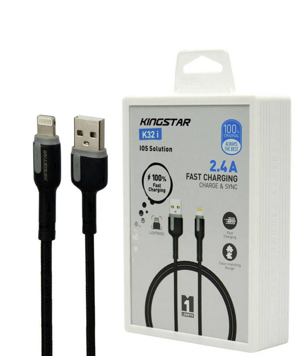 کابل تبدیل USB به لایتنینگ کینگ استار مدل K32i طول 1 متر