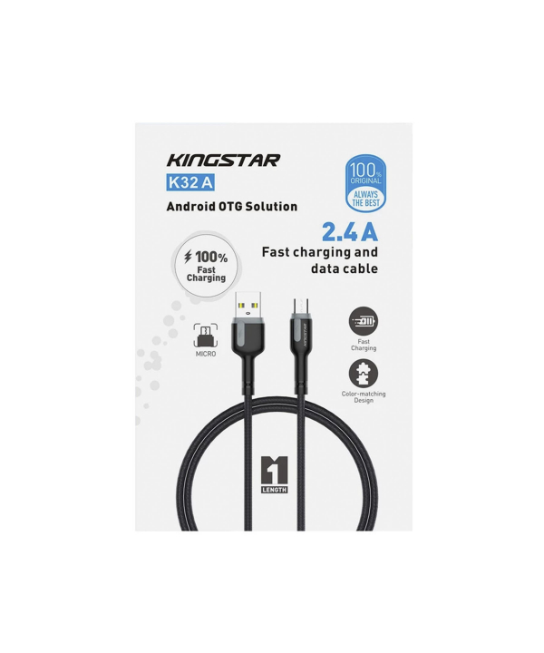 کابل تبدیل USB به microUSB کینگ استار مدل K32A طول 1 متر