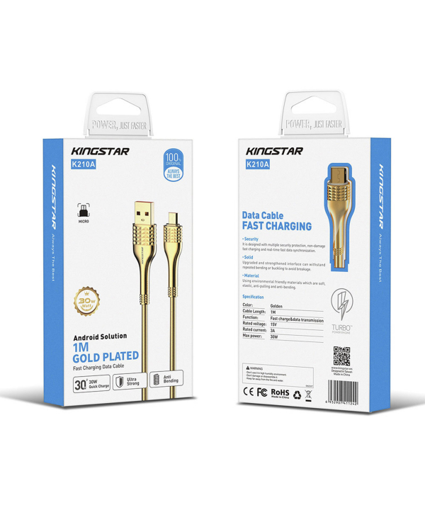 کابل تبدیل USB به MicroUSB کینگ استار مدل K210A طول 1 متر