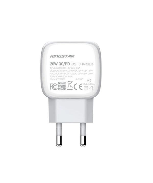شارژر دیواری 17 وات کینگ استار مدل KW163C به همراه کابل USB-C