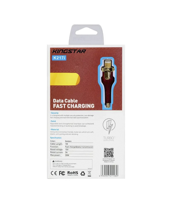 کابل تبدیل USB به لایتنینگ کینگ استار مدل K217i طول 1 متر