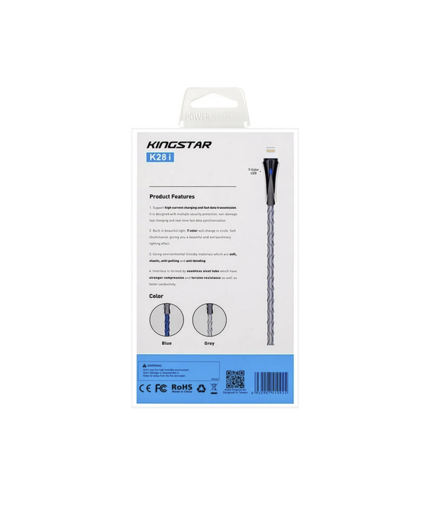 کابل تبدیل USB به لایتنینگ کینگ استار مدل +K28 i طول 1 متر