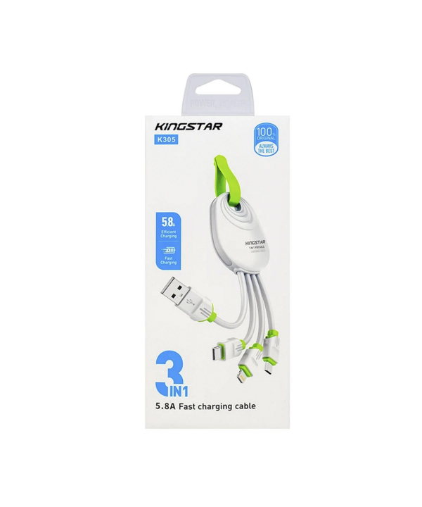 کابل تبدیل USB به USB-C/MicroUSB/لایتنینگ کینگ استار مدل K305