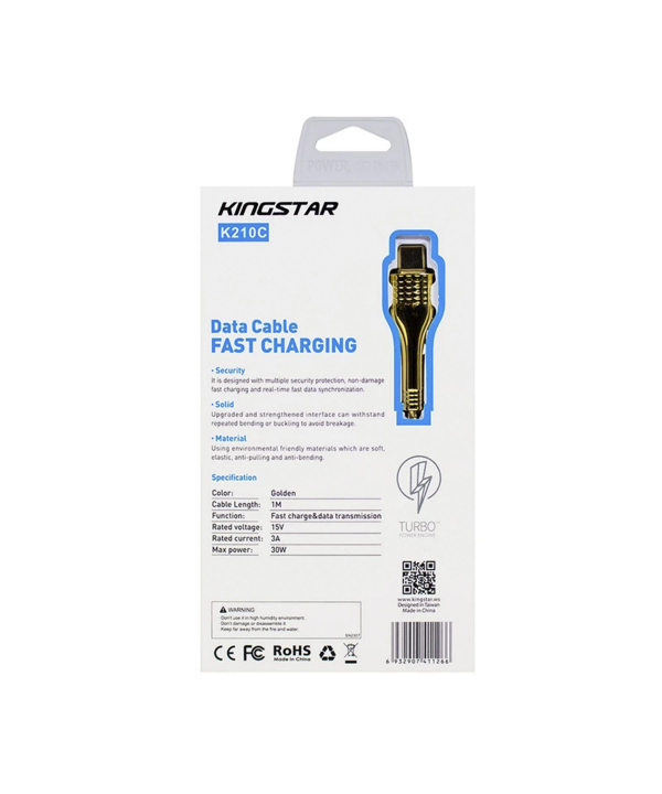 کابل تبدیل USB به USB-C کینگ استار مدل K210C طول 1 متر