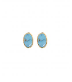 گوشواره طلا فیروزه بیضی تاج Taj کد 26964