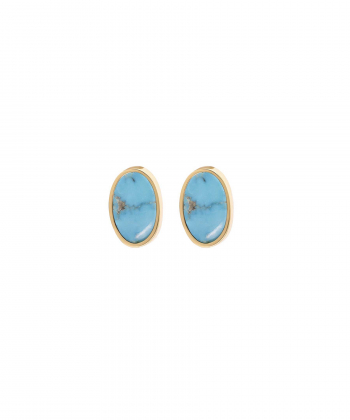 گوشواره طلا فیروزه بیضی تاج Taj کد 26964