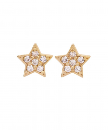 گوشواره طلا ستاره نگینی تاج Taj کد 3272