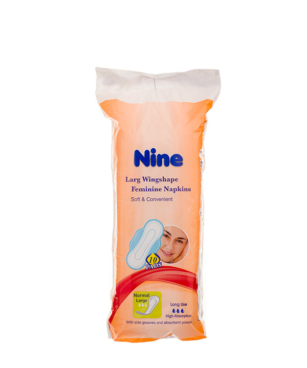 نوار بهداشتی بال‌دار نارنجی ناین Nine بسته 10 عددی