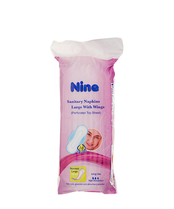 نوار بهداشتی بالدار مشبک صورتی ناین Nine بسته 10 عددی