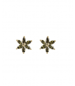 گوشواره طلا گل سبز تاج Taj کد 17602