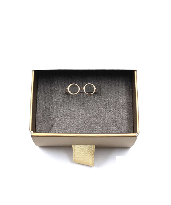 انگشتر مینیمال عینک گرد هماتیت گلد Hematite Gold کد 132080