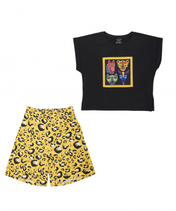 ست تیشرت و شلوارک نخی دخترانه تیتیش مدل 17590