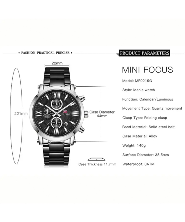 ساعت مچی مردانه مینی فوکوس Mini Focus کد 0219