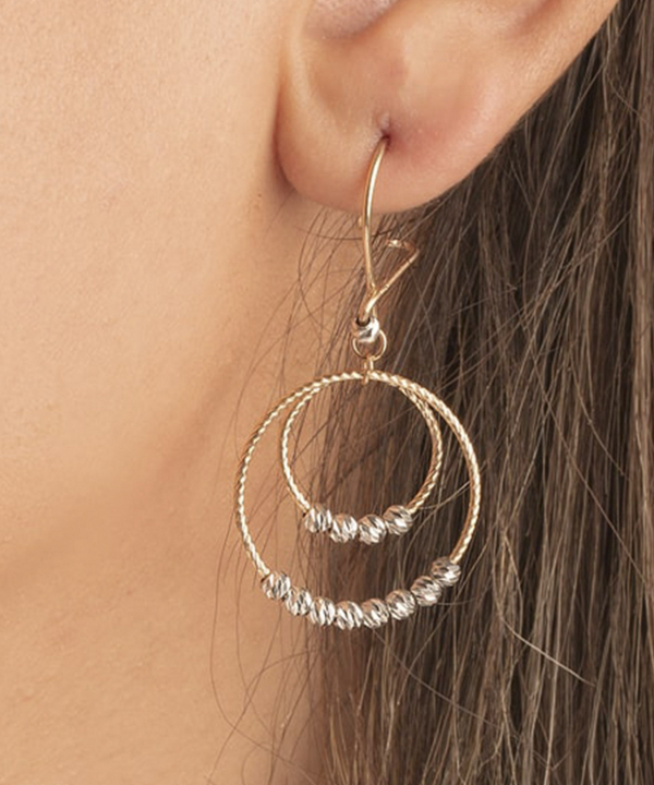 گوشواره طلا دو حلقه گوی پرسته Parasteh کد 495825