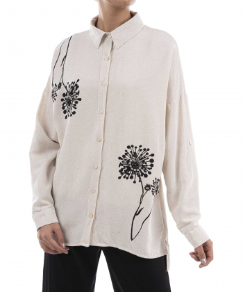 شومیز لینن آستین بلند زنانه بلونیل مدل B10969N