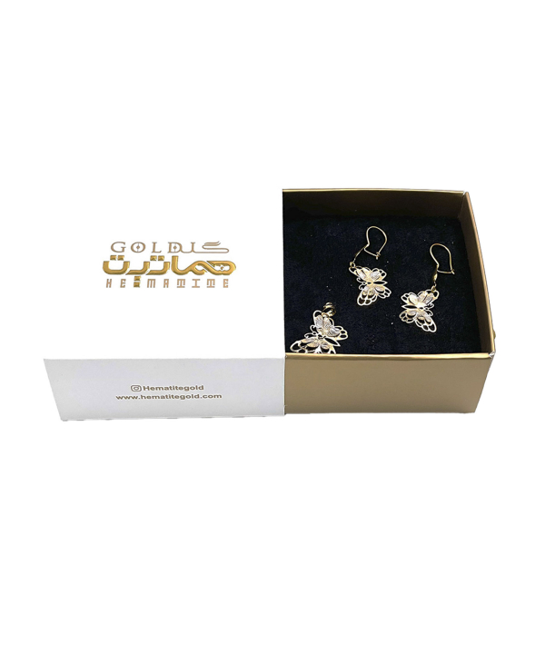 نیم ست طرح پروانه لاوین هماتیت گلد Hematite Gold کد 131941