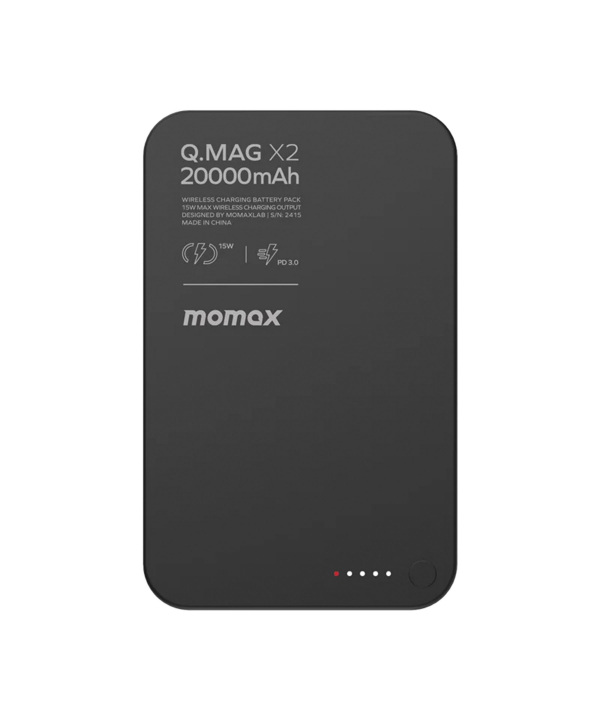 پاوربانک بیسیم مگسیف 35 وات 20000 میلی‌آمپر مومکس مدل Momax Q.Mag X2 IP133 رنگ: تیتانیوم