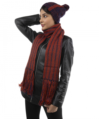 ست شال گردن و کلاه زنانه تارتن مدل AM-TART-293000109