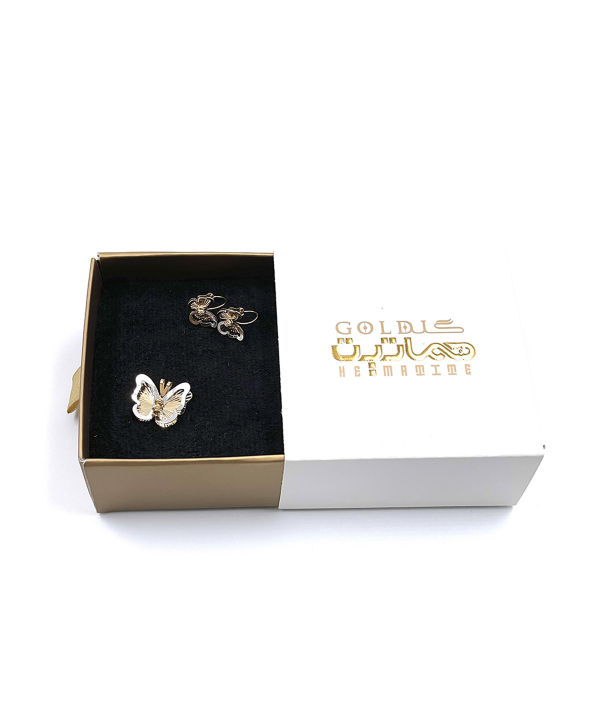 نیم ست پروانه فلور هماتیت گلد Hematite Gold کد 132249