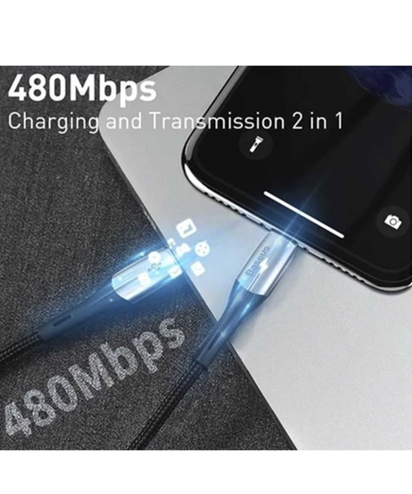 کابل شارژ سریع و انتقال داده لایتنینگ بیسوس Baseus Horizontal Lightning Data Cable 2m