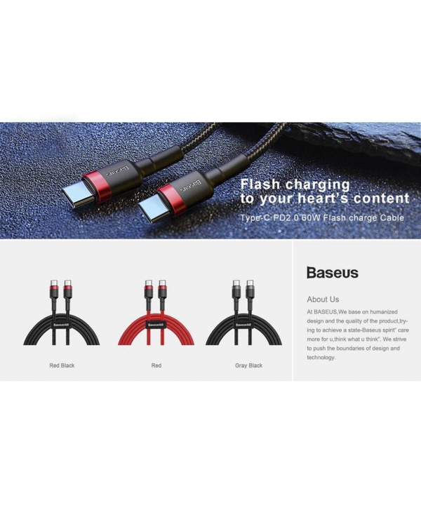 کابل USB-C باسئوس مدل Cafule PD2.0 طول 1 متر