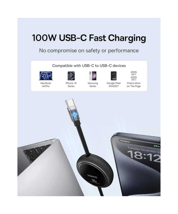 کابل USB-C باسئوس مدل Free2Draw Mini Retractable طول 1 متر
