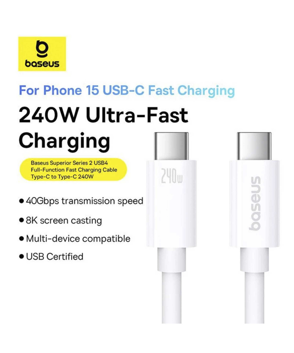 کابل USB-C باسئوس مدل Superior Series 2 PD طول 1 متر
