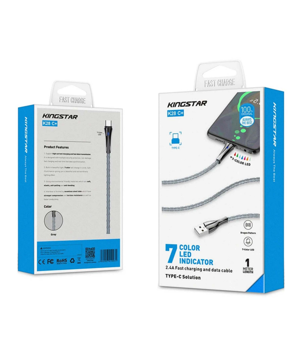 کابل تبدیل USB به USB-C کینگ استار مدل +K28 C طول 1 متر