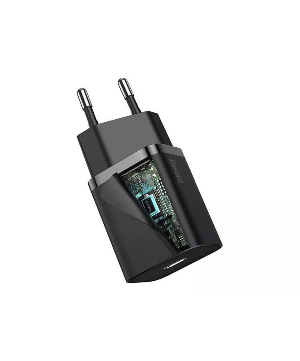 شارژر دیواری فست شارژ بیسوس همراه کابل لایتنینگ Baseus Super Si Quick Charger 1C 20W TZCCSUP-B03