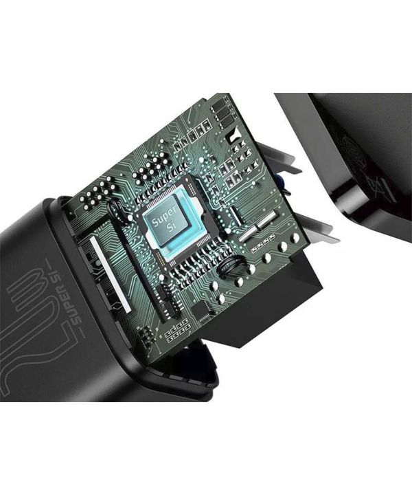 شارژر دیواری فست شارژ بیسوس همراه کابل لایتنینگ Baseus Super Si Quick Charger 1C 20W TZCCSUP-B03