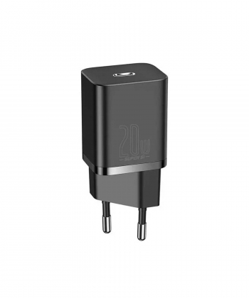 شارژر دیواری فست شارژ بیسوس همراه کابل لایتنینگ Baseus Super Si Quick Charger 1C 20W TZCCSUP-B03