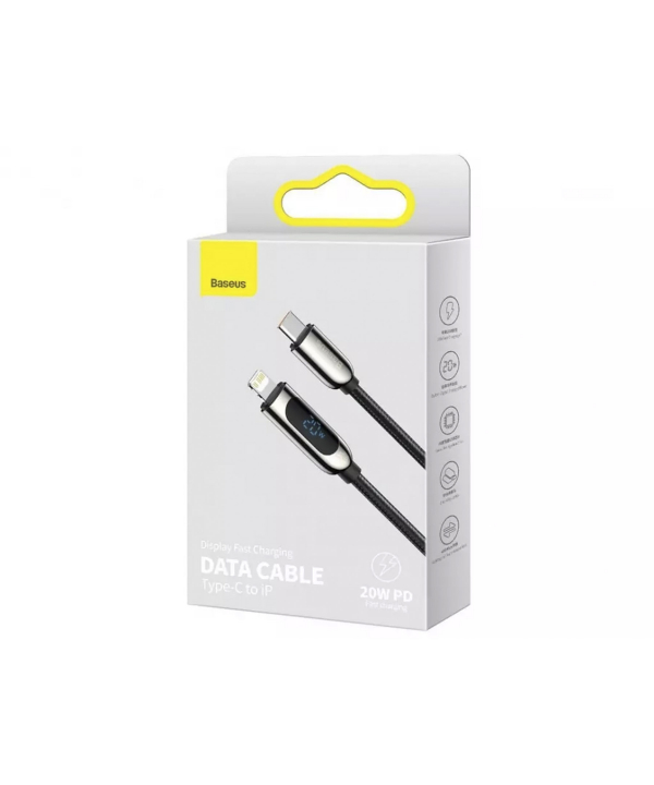کابل شارژ لایتنینگ به تایپ سی 20 وات بیسوس Baseus Display Fast Charging Data Cable 2m CATLSK-A01