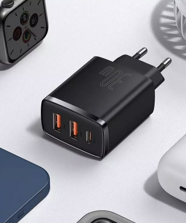شارژر دیواری فست بیسوس 30 وات Baseus Compact Quick Charger 2U+C EU CCXJ-E01