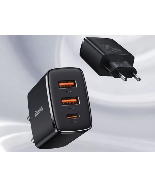 شارژر دیواری فست بیسوس 30 وات Baseus Compact Quick Charger 2U+C EU CCXJ-E01