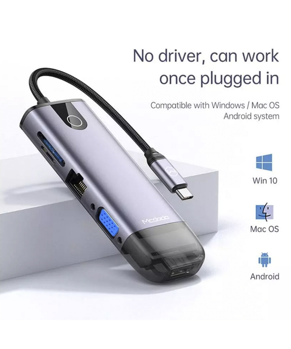 هاب تایپ‌سی 10 پورت مک‌دودو Mcdodo Type-C 10 in 1 Portable HUB HU-7420