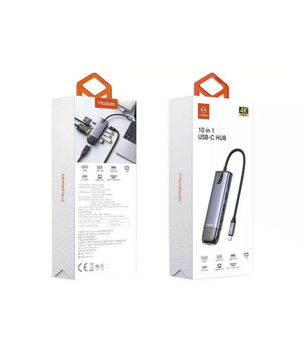 هاب تایپ‌سی 10 پورت مک‌دودو Mcdodo Type-C 10 in 1 Portable HUB HU-7420