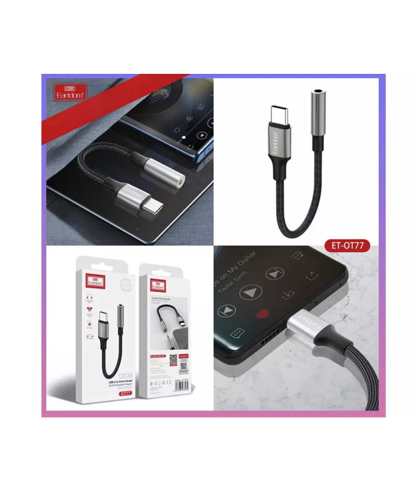 کابل تبدیل تایپ سی به جک 3.5 میلیمتری ارلدام Earldom ET-OT77 Type-C TO AUX Audio adapter