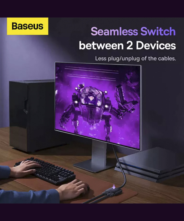 مبدل دو طرفه اچ دی ام آی با کابل یک متری بیسوس Baseus