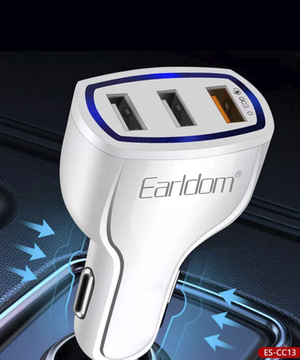 شارژر فندکی سه پورت یو اس بی 3.1 آمپر ارلدام ES-CC13