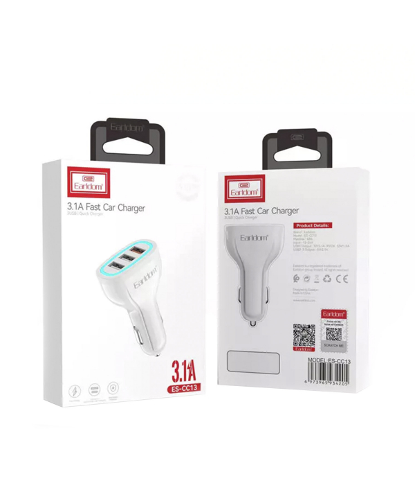 شارژر فندکی سه پورت یو اس بی 3.1 آمپر ارلدام ES-CC13