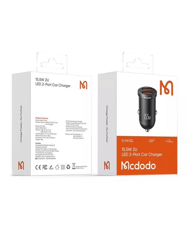 شارژر فندکی فست شارژ ماشین 15.5 وات مک دودو CC-295