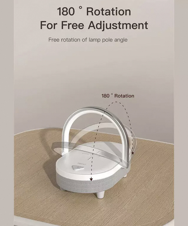 اسپیکر بلوتوث و شارژر وایرلس قابل حمل 4 در 1 دارای چراغ رسی Recci
