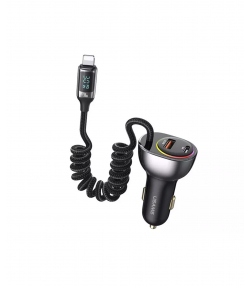 شارژر فندکی فست شارژ ماشین تایپ سی 60 وات دارای کابل لایتنینگ 30 وات یوسامز US-CC193 C37