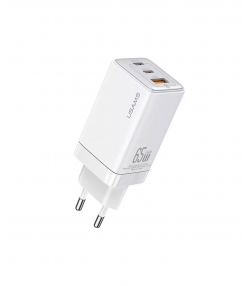شارژر دیواری فست یو اس بی و تایپ سی 65 وات یوسامز USAMS US-CC180 ACC Three Ports GaN Charger EU Plug